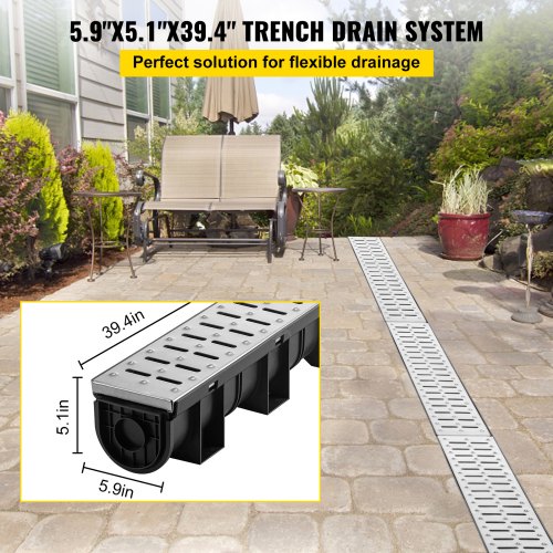 Driveway drainage channel, metal grating - 5.8 | EU