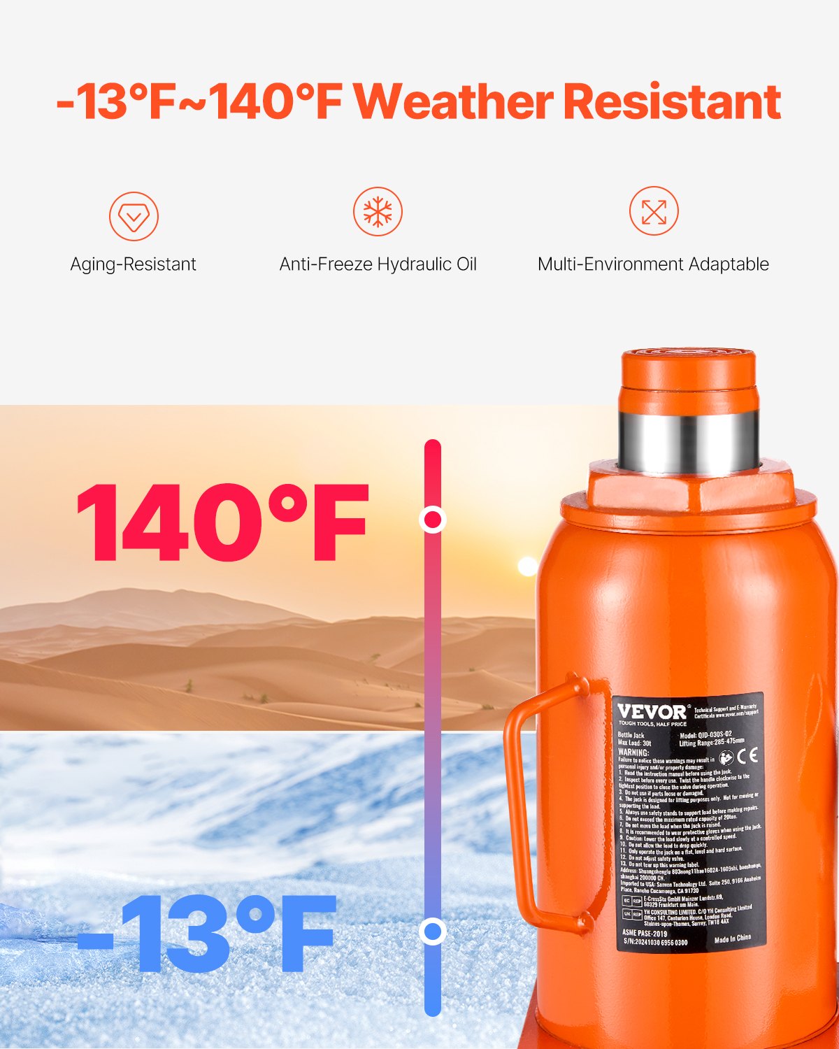 Hydraulic Bottle Jack 30 Ton Manual High Lift Car Workshop