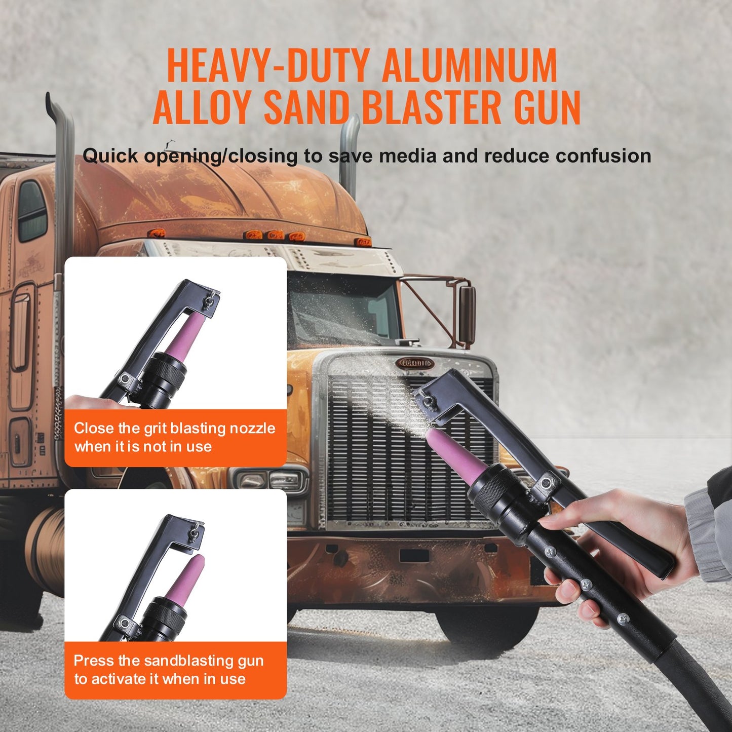 10 Gallonen Hochleistungs-Sandstrahler 60–110 PSI mit 2 Düsen und 7,5 Fuß Schlauch