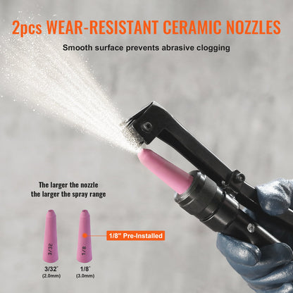 10 Gallonen Hochleistungs-Sandstrahler 60–110 PSI mit 2 Düsen und 7,5 Fuß Schlauch