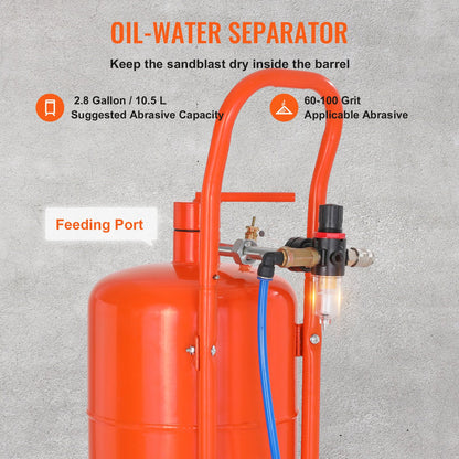 5 gallon sandbläster 60-110 PSI högtryckssandbläster med 4 munstycken
