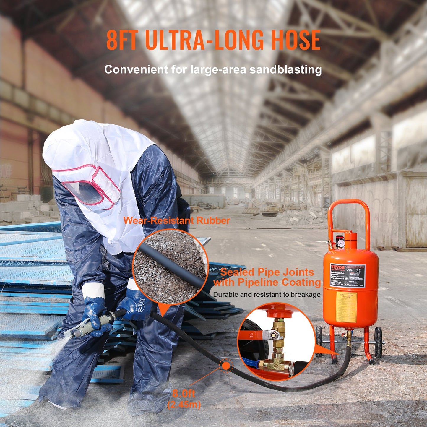 5 gallon sandbläster 60-110 PSI högtryckssandbläster med 4 munstycken