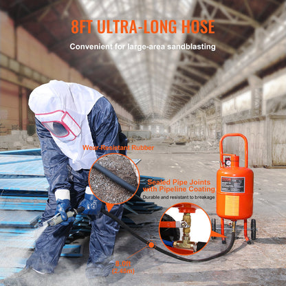 5 gallon sandbläster 60-110 PSI högtryckssandbläster med 4 munstycken