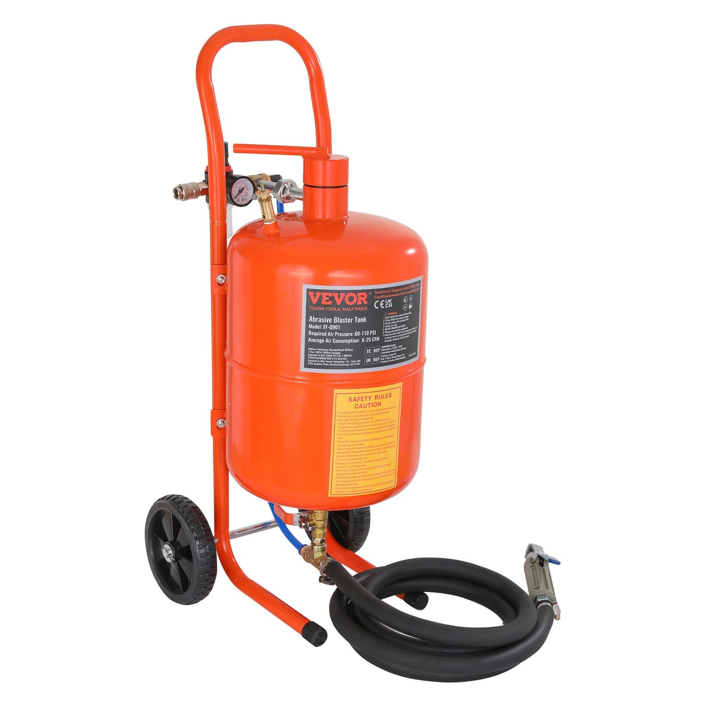 5 gallon sandbläster 60-110 PSI högtryckssandbläster med 4 munstycken