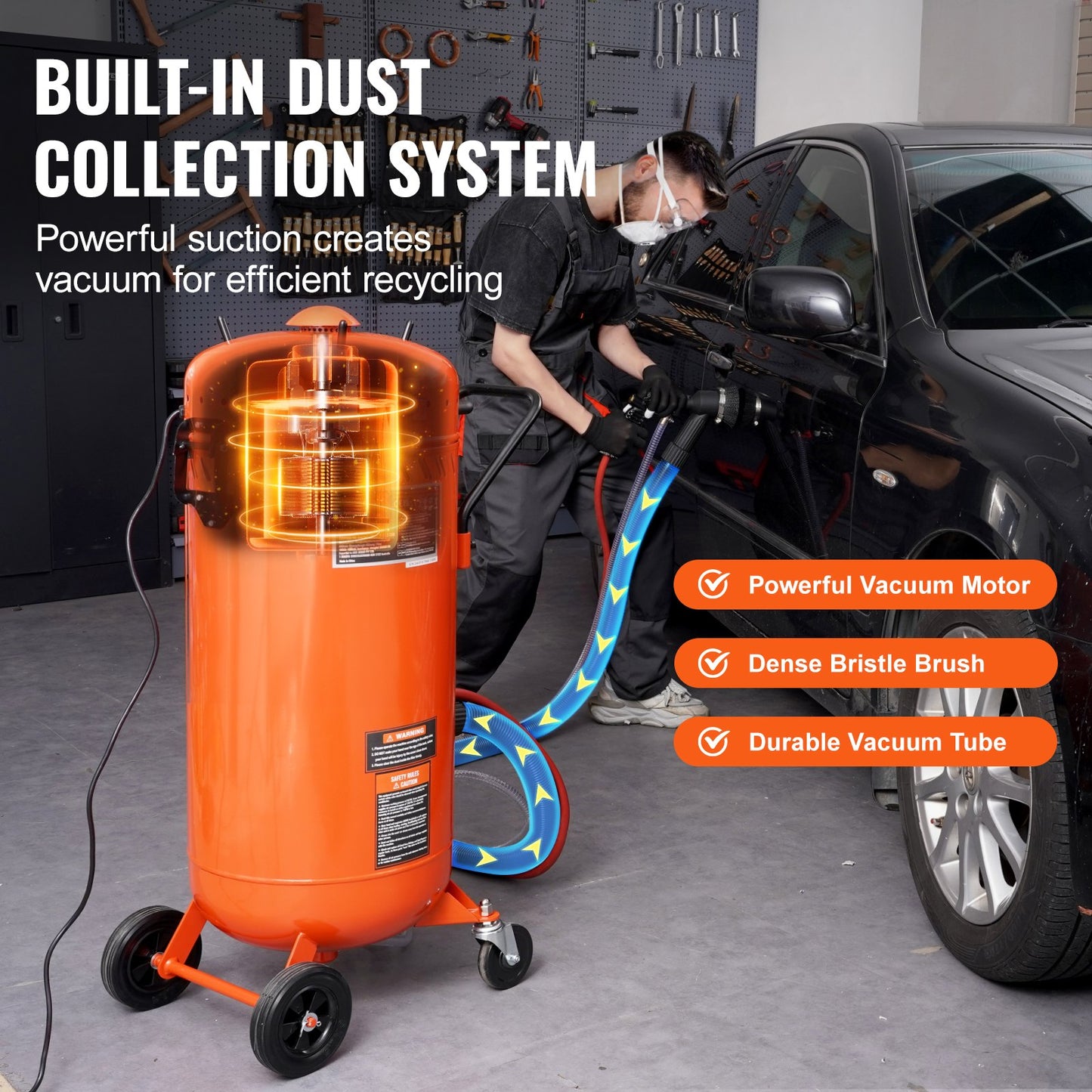28 Gal Vacuum Sand Blaster Dammfri Sandblaster med 1200W vakuumsystem