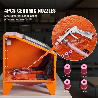 40 gallon sandblasting cabinet Benchtop cabinet with blasting gun 4 nozzle