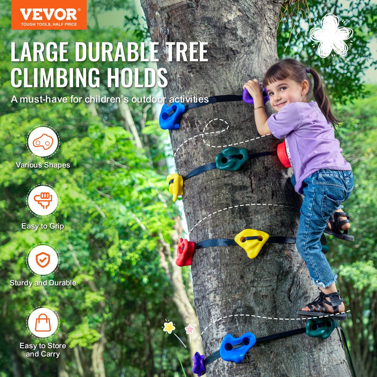 Ninja Tree Climbing Kit 12 Tree Climbing rymmer 6 spärrband utomhus