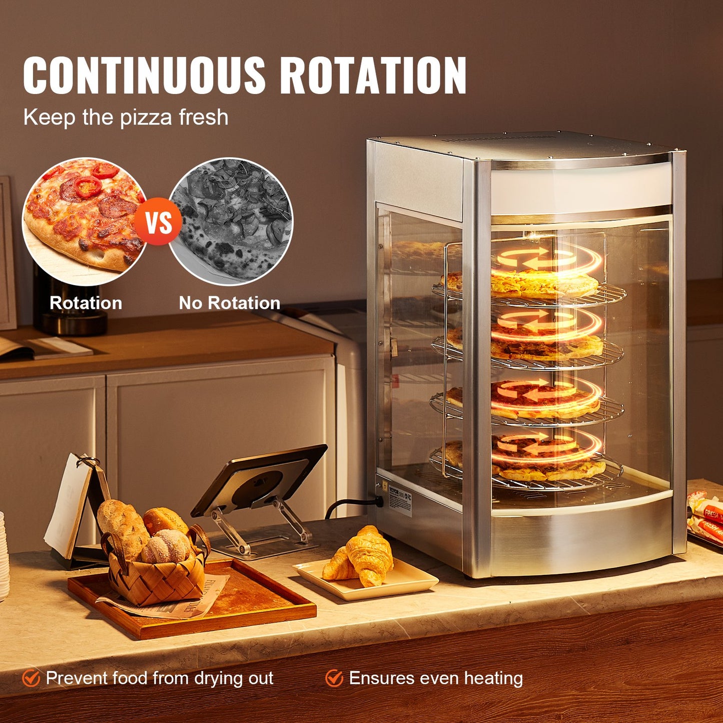 Speisenwärmer-Display für 14"-Pizza, 4-lagiger kommerzieller Pizzawärmer, elektrisch