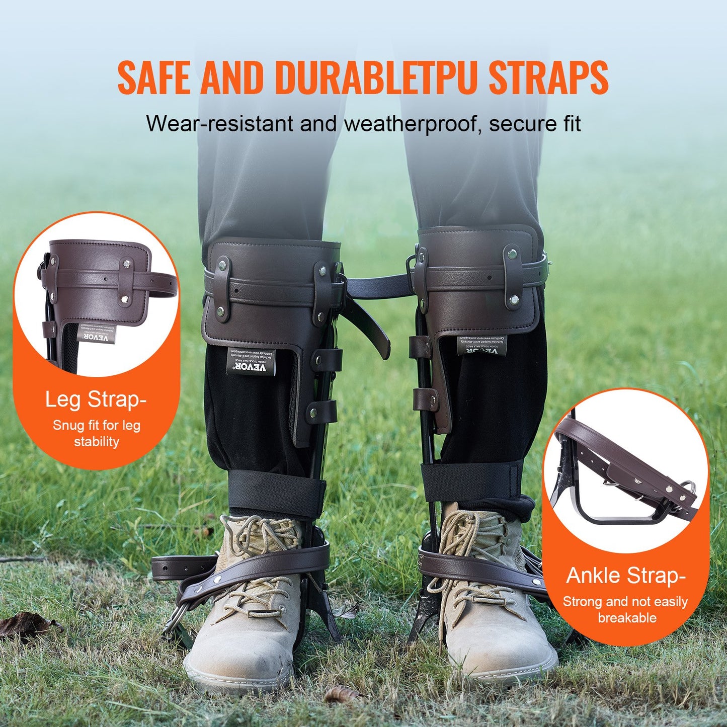 Trädklättringspiggar Klättersporrar Legerat stål Arboristutrustning Brun