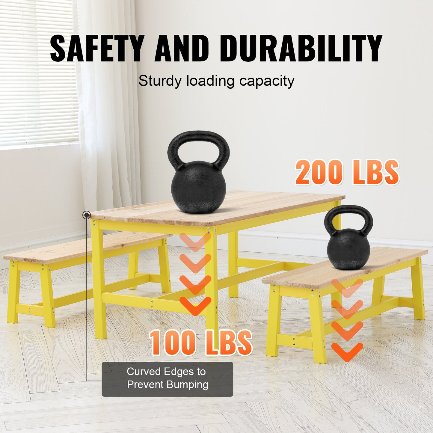 Kids table and bench set toddler table and chairs set of 3 for arts and crafts