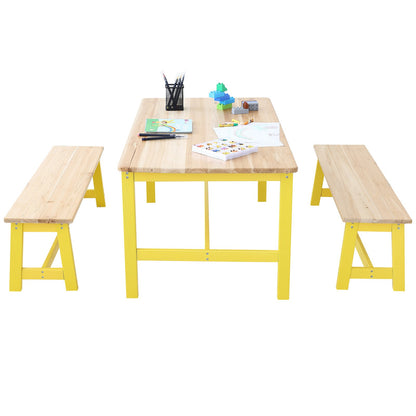 Kids table and bench set toddler table and chairs set of 3 for arts and crafts
