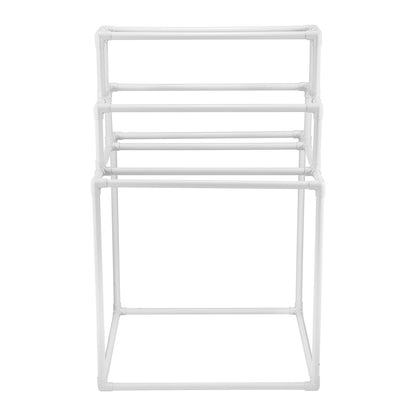 Towel Rack 8-Bar PVC Towel Holder Outdoor for Poolside Spa Bathroom White