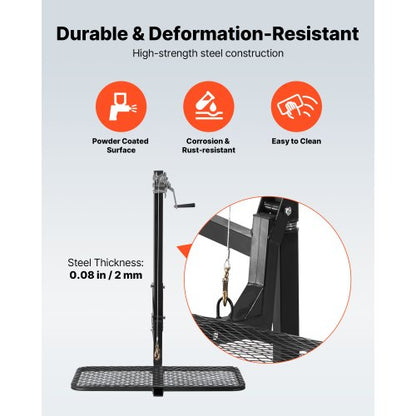 Hjortlyft med lyftplattform, 136 kg lastkapacitet, viltlyft med vinsch och 5 cm mottagare, 360 graders svängbar axel och hopfällbar, dragkrokmonterad hjorthängare för att flytta vilt |  EU