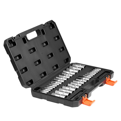 Sexkantssocket set 32-delat S2 legerat stål Cr-V stål Standard SAE och metriskt