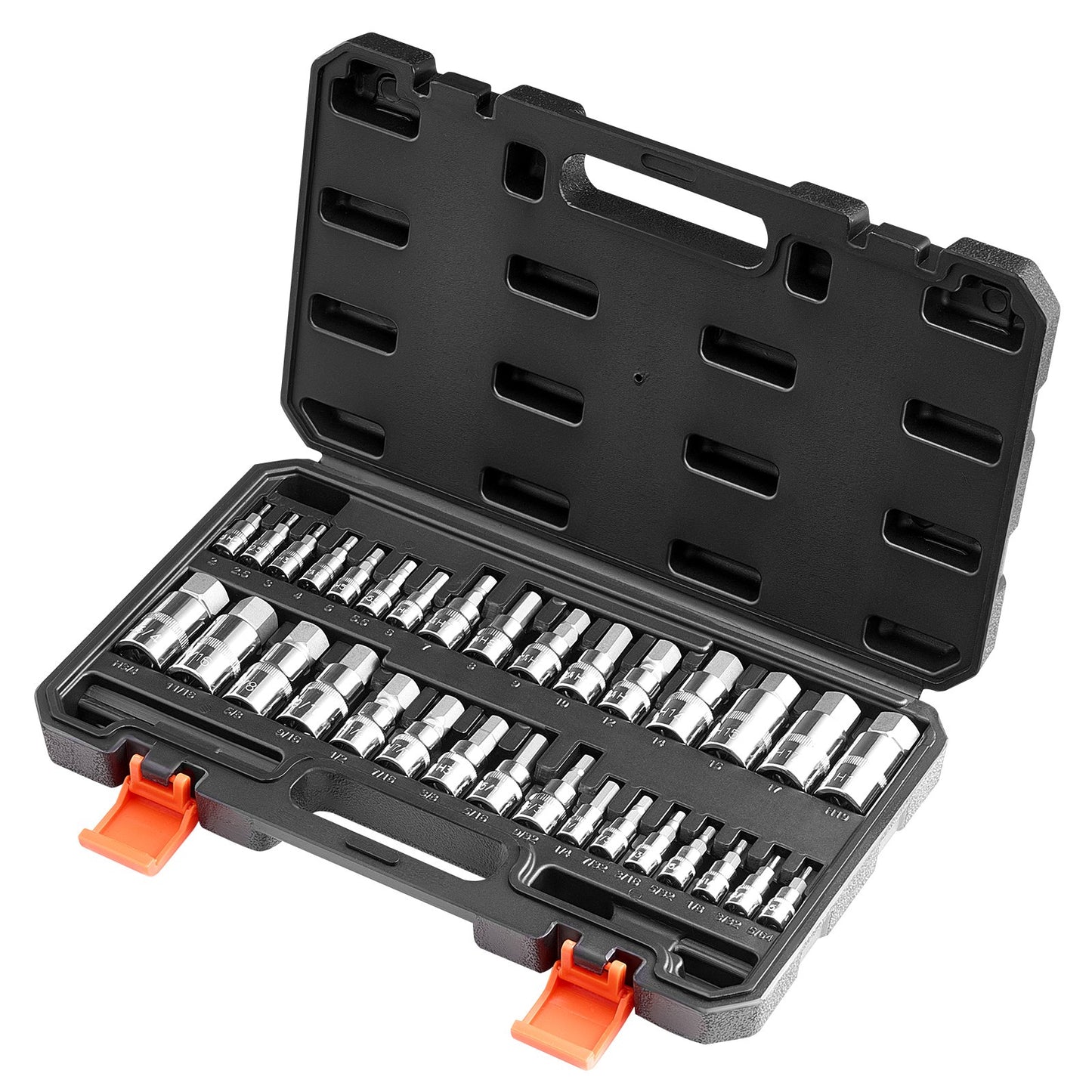 Sexkantssocket set 32-delat S2 legerat stål Cr-V stål Standard SAE och metriskt