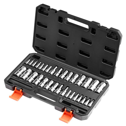 Sexkantssocket set 32-delat S2 legerat stål Cr-V stål Standard SAE och metriskt