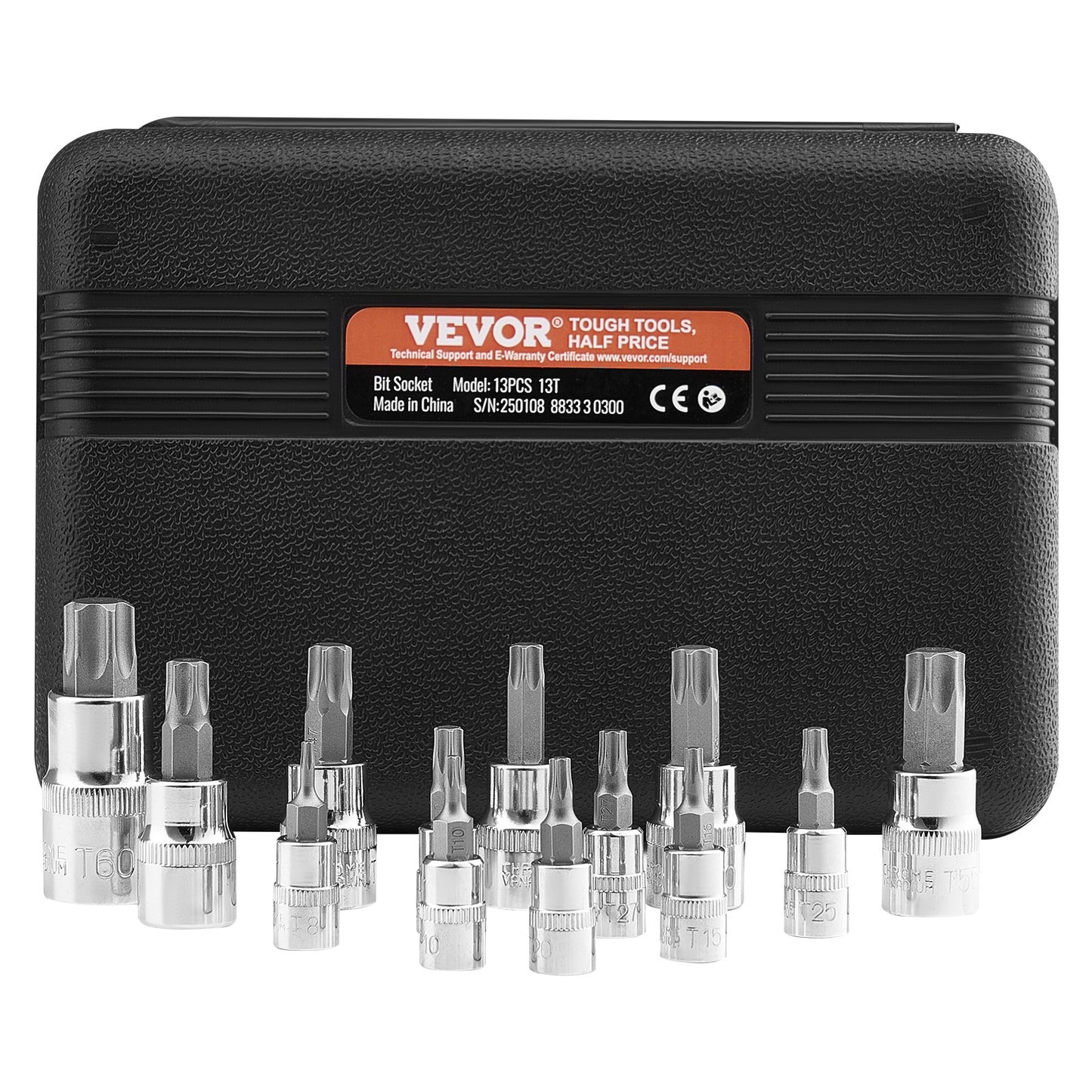 Torx Bits Socket Set 13-piece Star T8 - T60 Set S2 Alloy steel and Cr-V steel