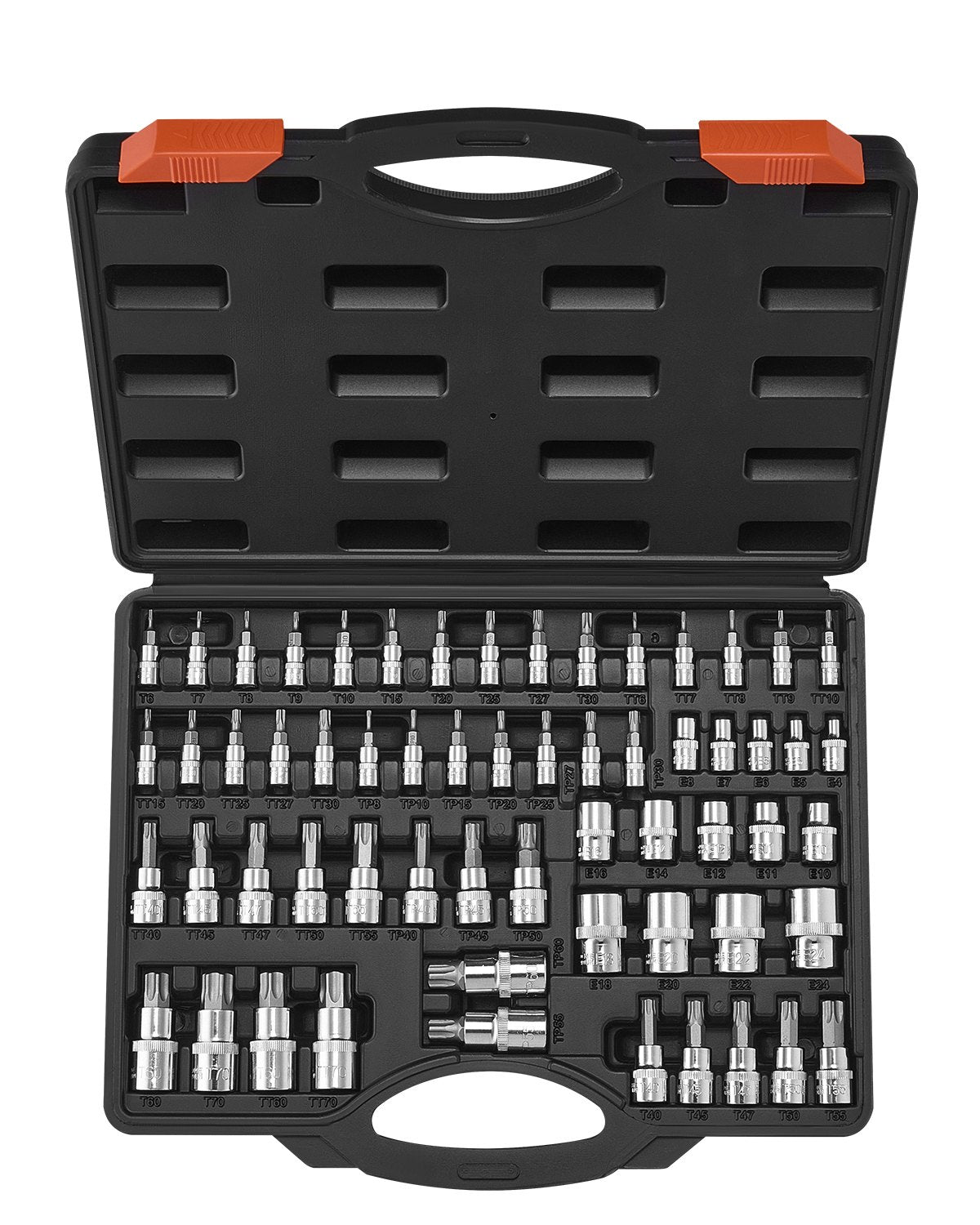 Torx Bit Sockel och Extern Torx Sockel Set 60-delad S2 Legerat stål Cr-V stål