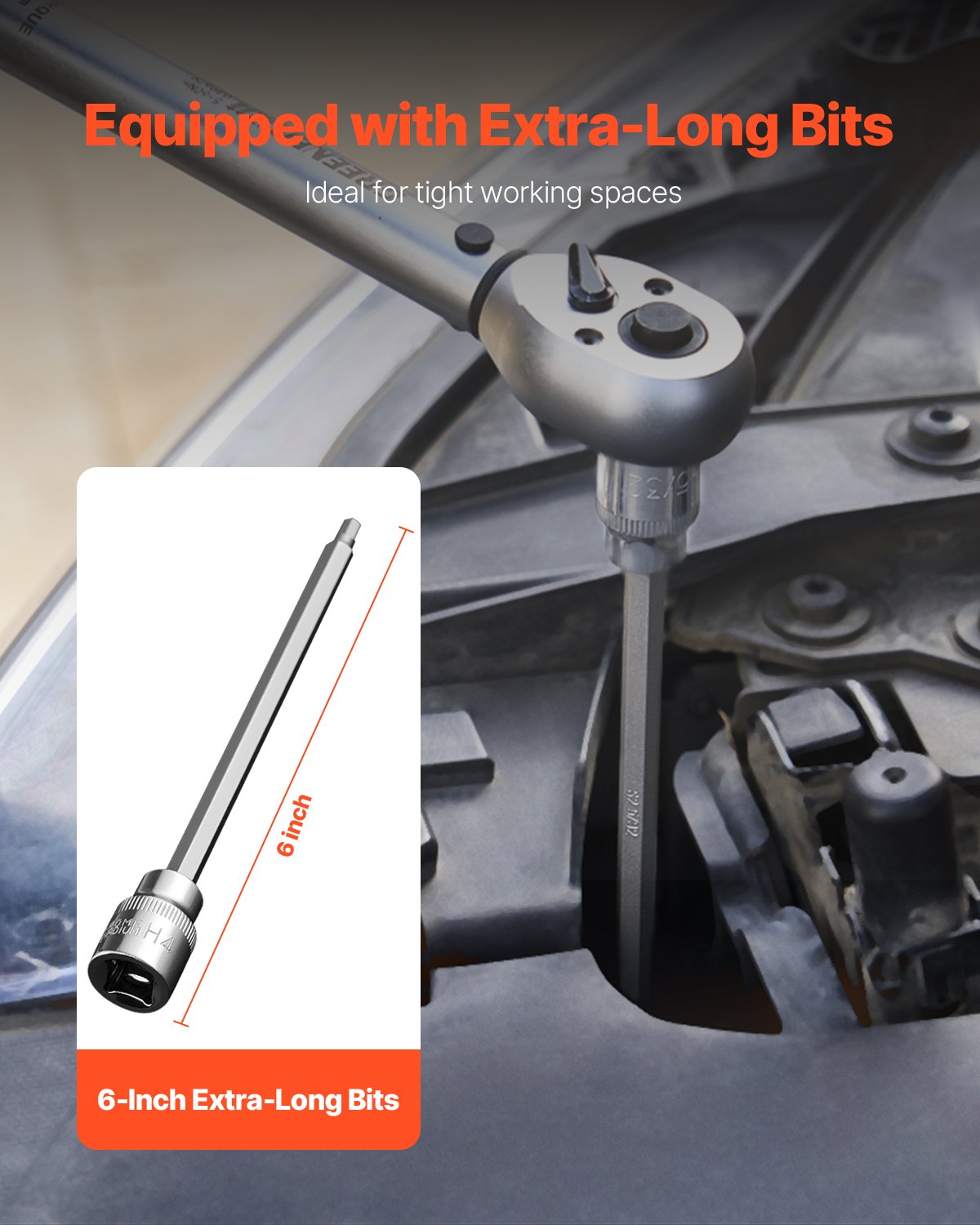 Extra lång insexkantssocket set 18-delad 3/8 tum Drive S2 Legerat stål Cr-V