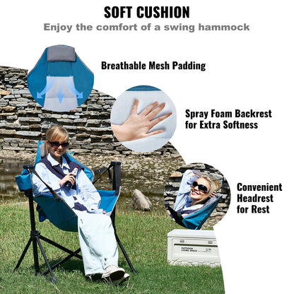 Camping Chair Hammock Chair 300 lbs Load Capacity Hammock Folding Chair