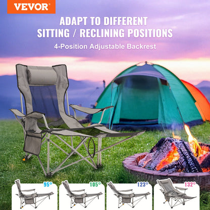Reclining Camping Chair Folding Chair 330 lbs Load for Home and Outdoor