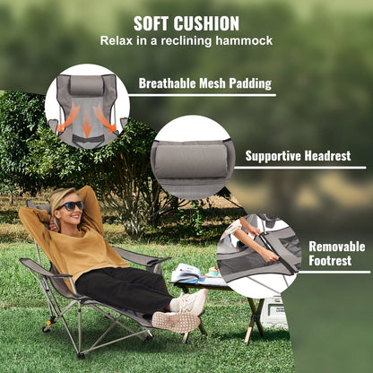 Reclining Camping Chair Folding Chair 330 lbs Load for Home and Outdoor