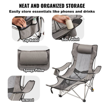 Reclining Camping Chair Folding Chair 330 lbs Load for Home and Outdoor