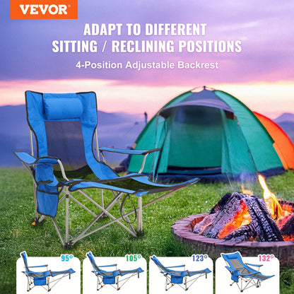 Reclining Camping Chair Portable Chair 330 lbs Load for Outdoor and Home