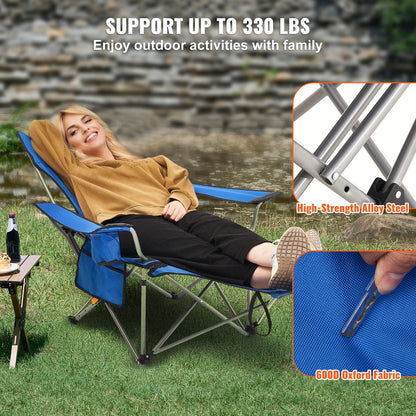 Reclining Camping Chair Portable Chair 330 lbs Load for Outdoor and Home