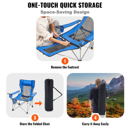 Reclining Camping Chair Portable Chair 330 lbs Load for Outdoor and Home