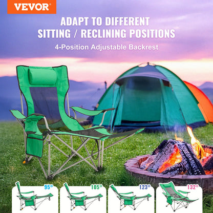 Reclining Camping Chair Portable Chair 330 lbs Load for Home and Outdoor