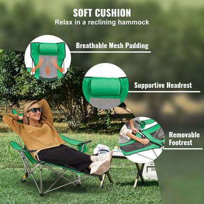 Reclining Camping Chair Portable Chair 330 lbs Load for Home and Outdoor