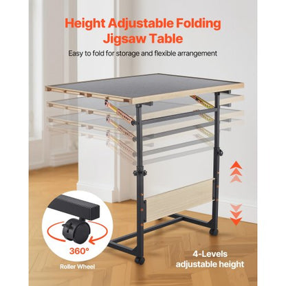 1500-piece puzzle board with legs, adjustable, portable wooden jigsaw, 86x63cm