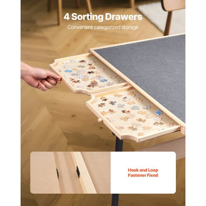 1500-piece puzzle board with legs, adjustable, portable wooden jigsaw, 86x63cm