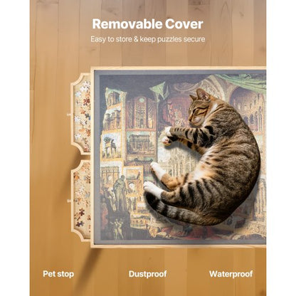 1500-piece puzzle board with legs, adjustable, portable wooden jigsaw, 86x63cm