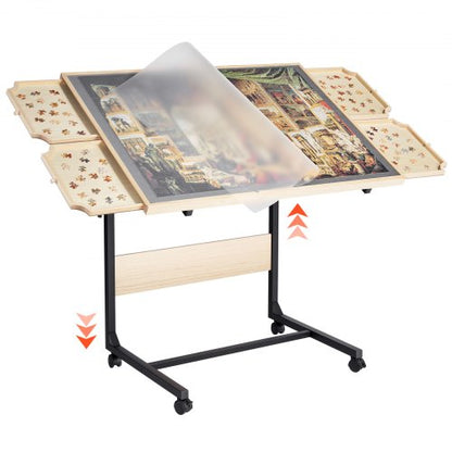 1500-piece puzzle board with legs, adjustable, portable wooden jigsaw, 86x63cm