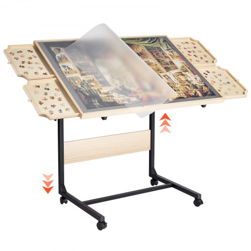 1500-piece puzzle board with legs, adjustable, portable wooden jigsaw, 86x63cm