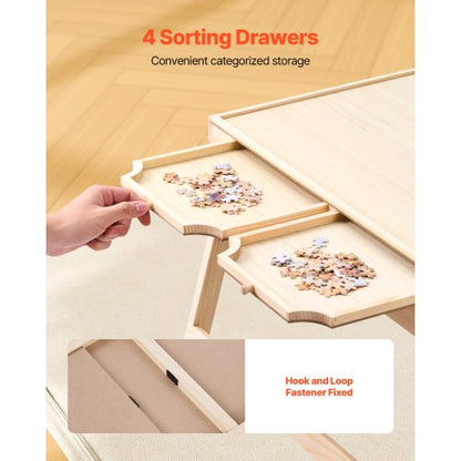 1500-piece puzzle board with folding legs, portable wooden jigsaw, 86x63cm