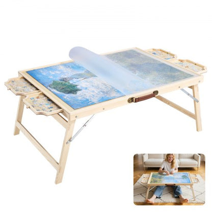 1500-piece puzzle board with folding legs, portable wooden jigsaw, 86x63cm