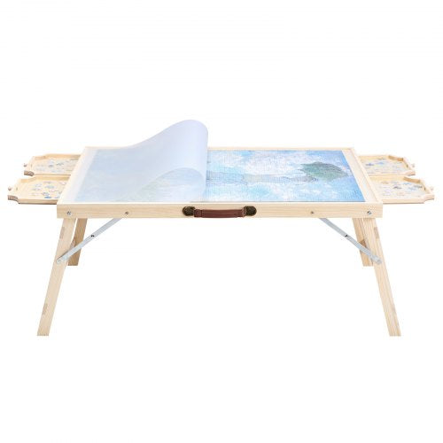 1500-piece puzzle board with folding legs, portable wooden jigsaw, 86x63cm