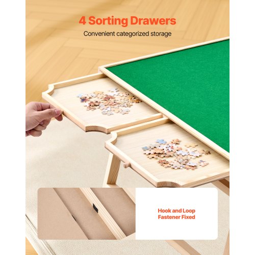 1500-piece puzzle board with folding legs, portable wooden jigsaw, 86x63cm