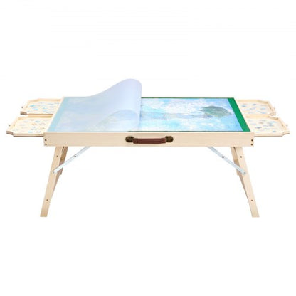 1500-piece puzzle board with folding legs, portable wooden jigsaw, 86x63cm