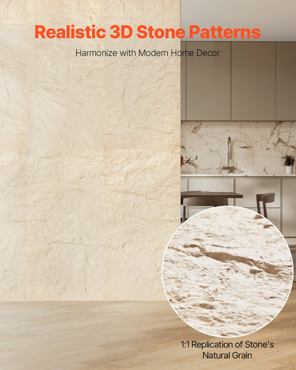 3D Wall Panels 4-pack 48x24'' PU Stone-Look 32 Sq.Ft Coverage Stone Yellow