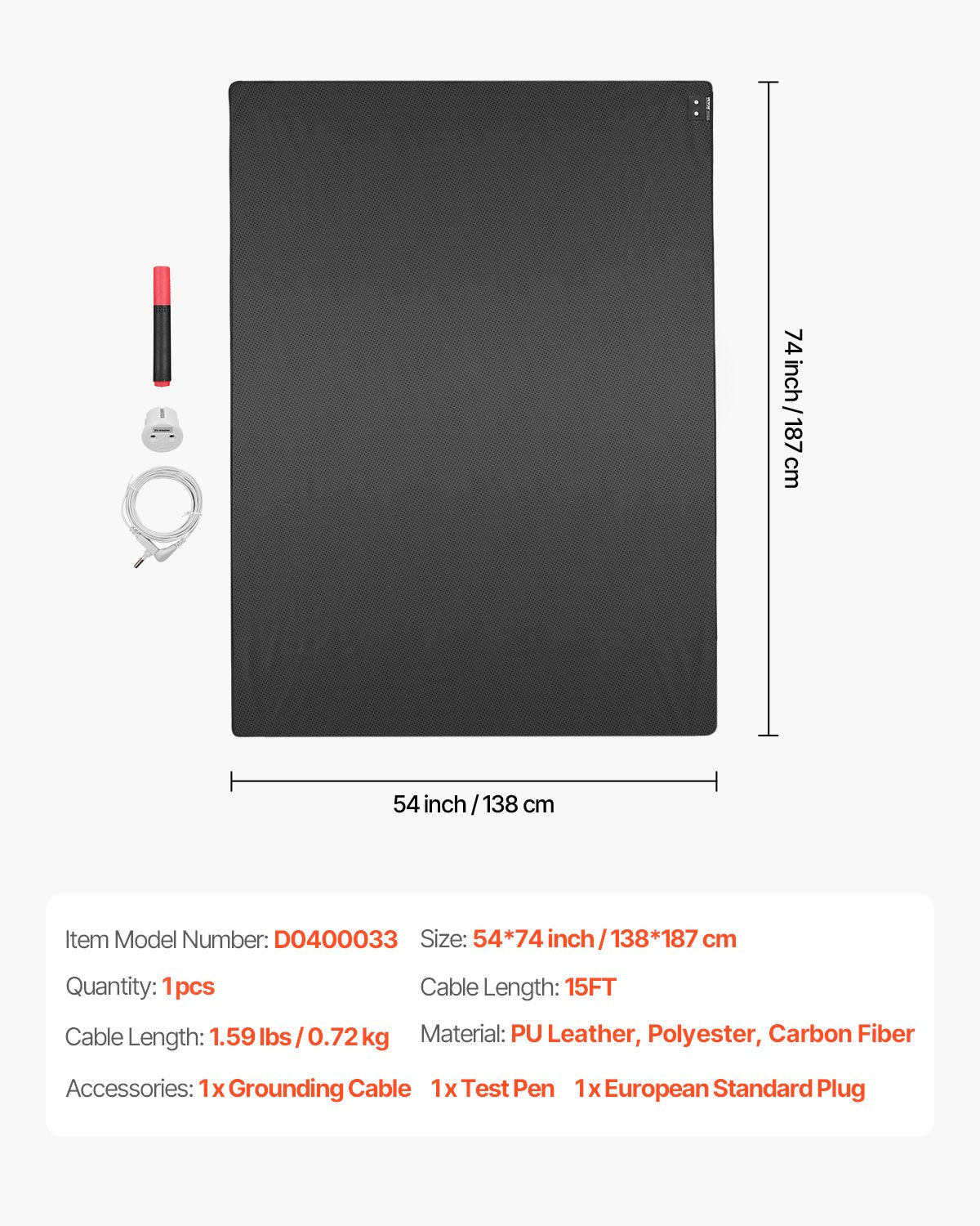 Earthing mat 73 x 54 in grounding mat with cord for sleep energy anxiety