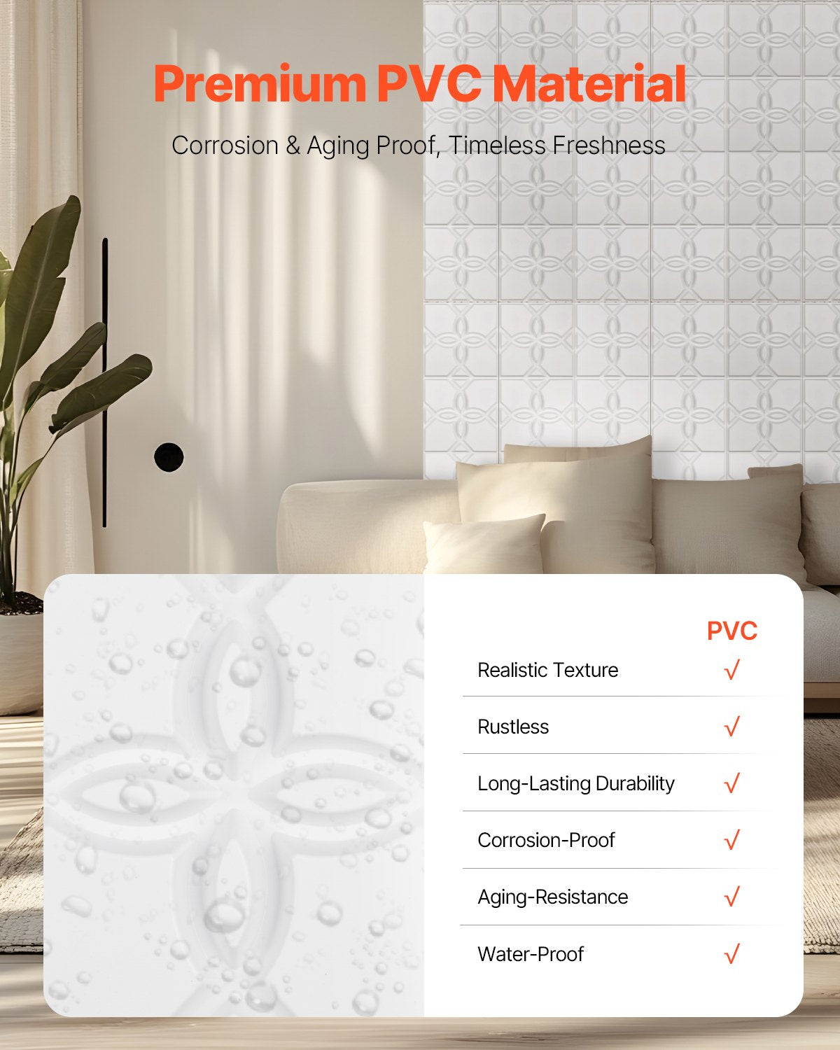 3D Wall Panels 33-pack 11.81x11.81'' PVC 32 Sq.Ft Coverage Floral White