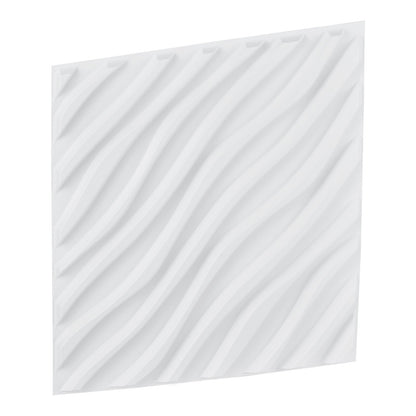 3D Wall Panels 12-pack 19.7x19.7'' PVC 32 Sq.Ft Coverage Wave Matt White