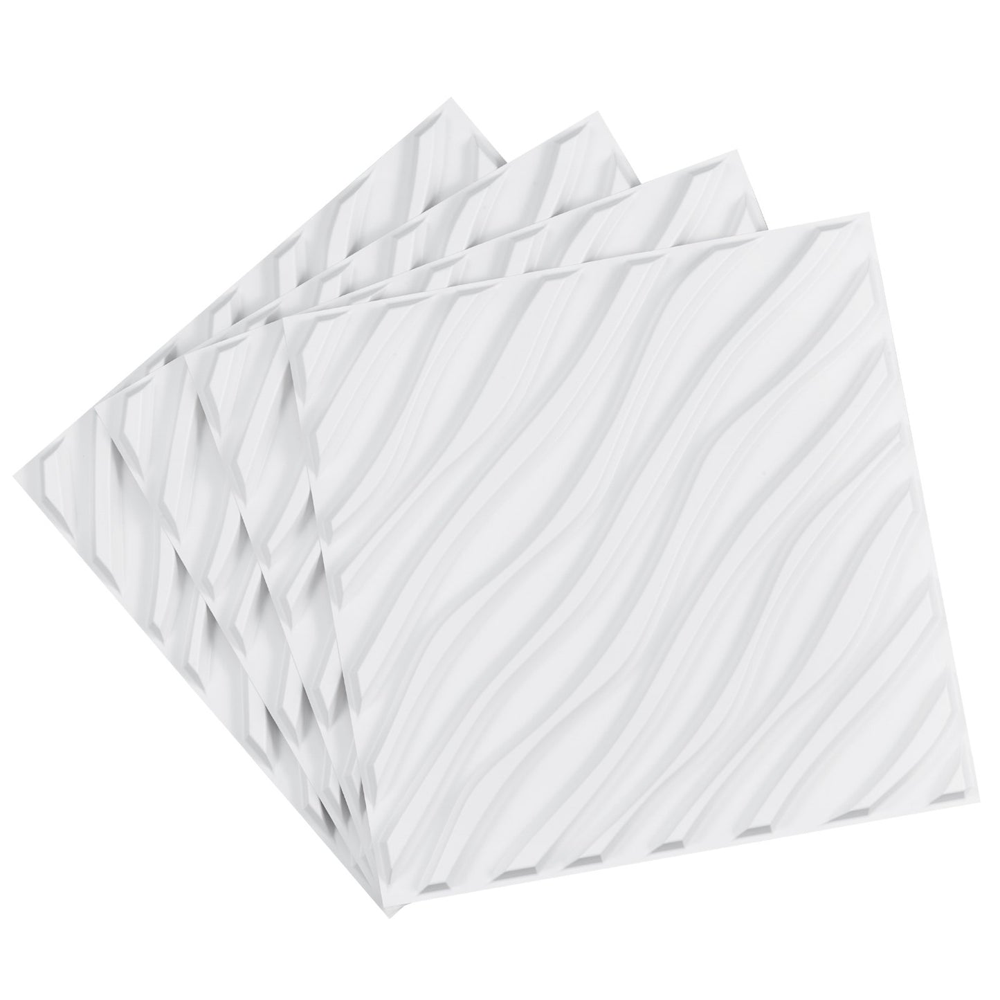 3D Wall Panels 12-pack 19.7x19.7'' PVC 32 Sq.Ft Coverage Wave Matt White