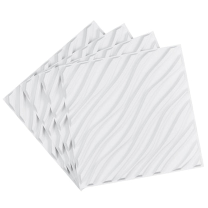 3D Wall Panels 12-pack 19.7x19.7'' PVC 32 Sq.Ft Coverage Wave Matt White
