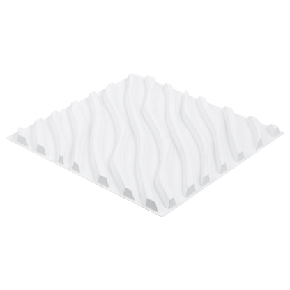 3D Wall Panels 12-pack 19.7x19.7'' PVC 32 Sq.Ft Coverage Wave Matt White
