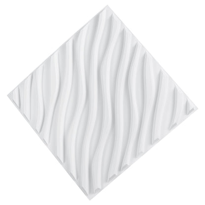 3D Wall Panels 12-pack 19.7x19.7'' PVC 32 Sq.Ft Coverage Wave Matt White